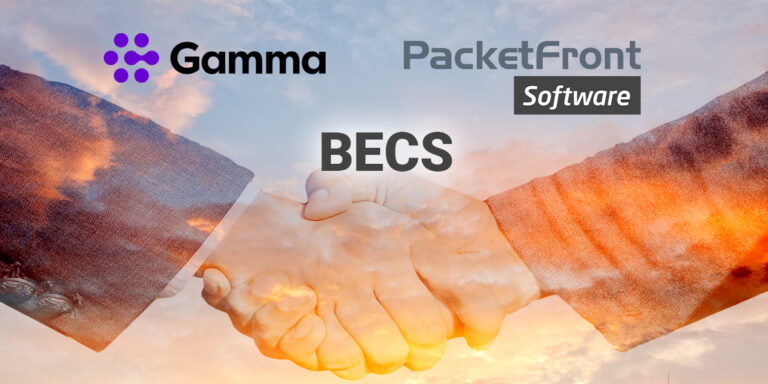 gamma_packetfront Shaking hand with sunset background and PacketFront with Gamma